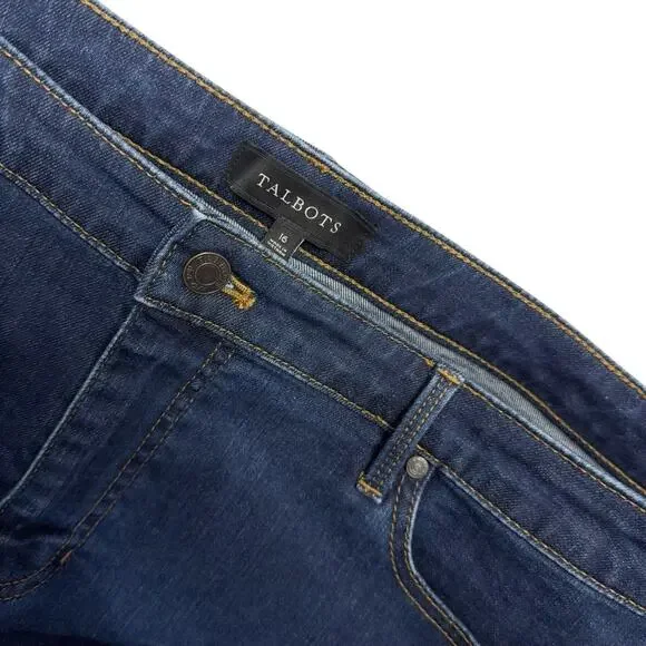 Talbots Medium Wash Denim Mini Skirt Blue High Rise Stretch Women's Size 16 - Picture 3 of 4